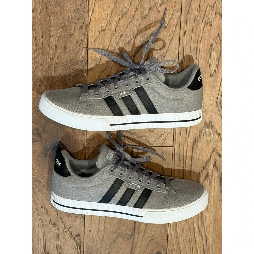 Adidas Daily 3.0‎ Mens Sneakers Grey Black Canvas Low Top Shoes Size 9.5